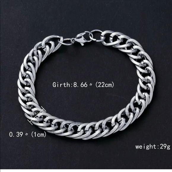 New Stainless Steel Curb Cuban Link Chain Bracelet - Picture 6 of 11
